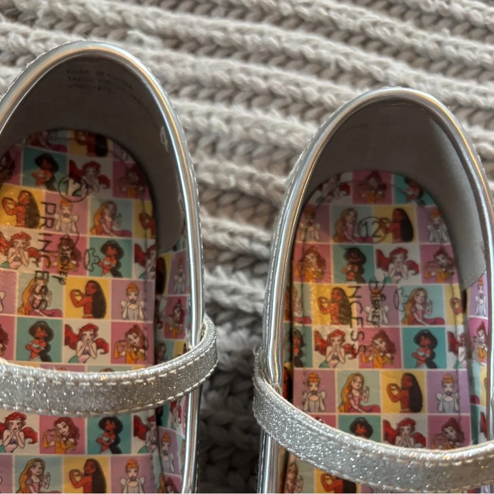 Disney Princess Silver Glitter Bow girls Dress Shoes heels